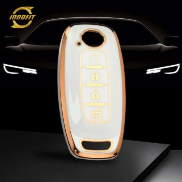 NIA7T1-White-Gold Plating- Car Key Cover For Nissan