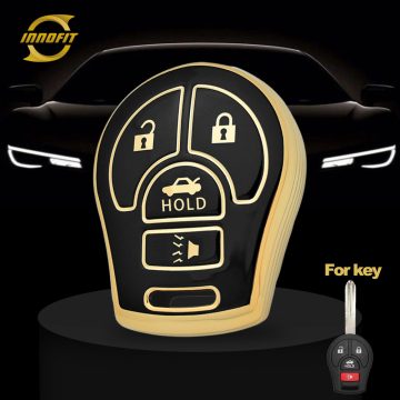 NIE3T1-Black-Gold Plating- Car Key Cover For Nissan Renault