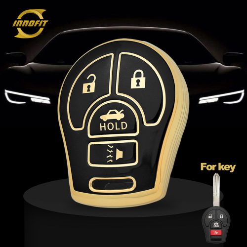 NIE3T1-Black-Gold Plating- Car Key Cover For Nissan Renault