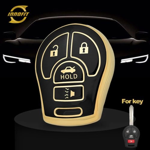 NIE3T1-Schwarz-Gold Plating- Autoschlüssel Abdeckung für Nissan Renault