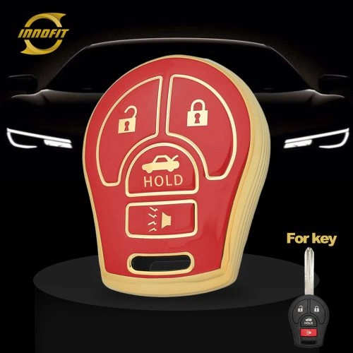 NIE3T1-Red-Gold Plating- Car Key Cover For Nissan Renault