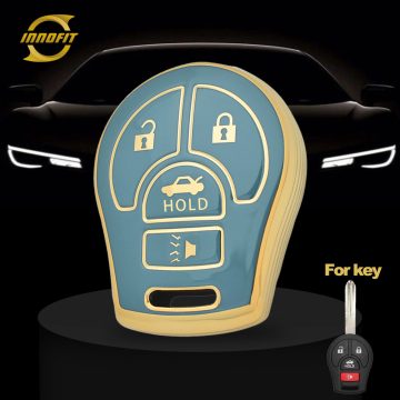 NIE3T1-Granny Grey-Gold Plating- Car Key Cover For Nissan Renault