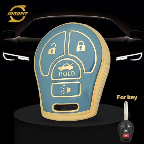 NIE3T1-Granny Grey-Gold Plating- Car Key Cover For Nissan Renault