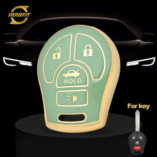 NIE3T1-Green-Gold Plating- Car Key Cover For Nissan Renault