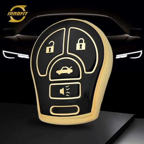 NIE4T1-Black-Gold Plating- Car Key Cover For Nissan Renault