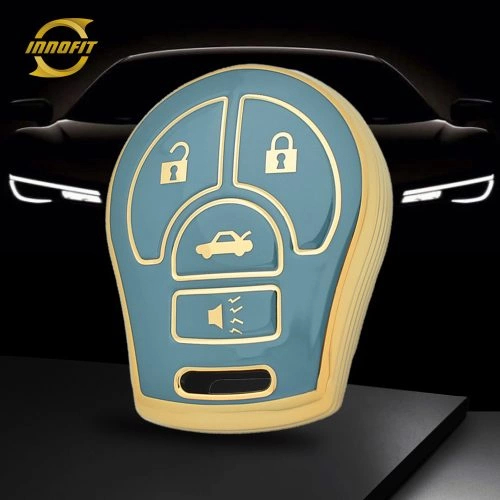 NIE4T1-Granny Grey-Gold Plating- Car Key Cover For Nissan Renault