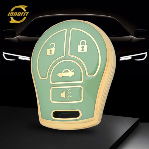 NIE4T1-Green-Gold Plating- Car Key Cover For Nissan Renault