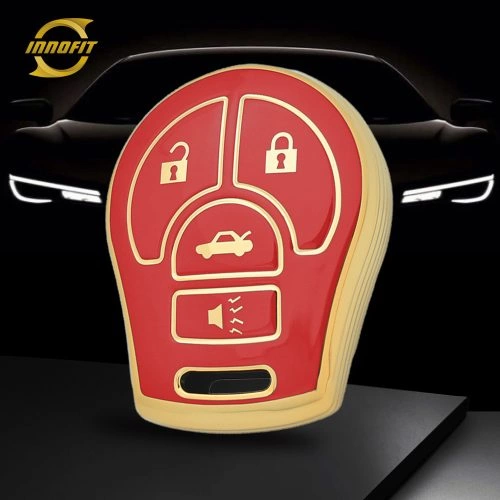 NIE4T1-Red-Gold Plating- Car Key Cover For Nissan Renault