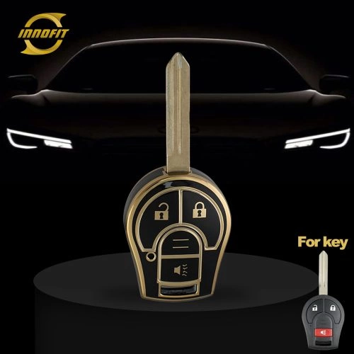 NIE5T1-Black-Gold Plating- Car Key Cover For Nissan
