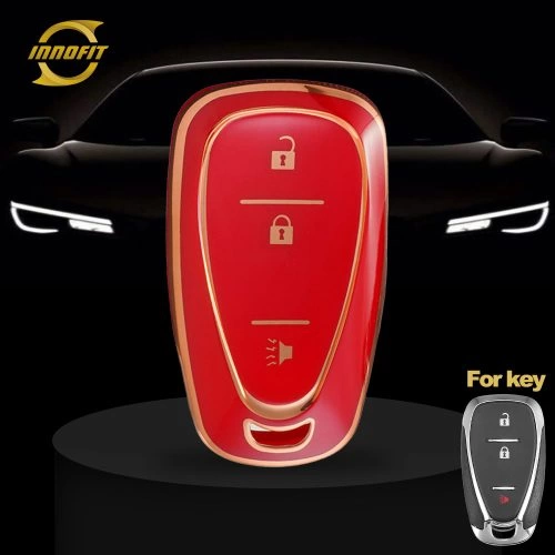 CEA1T1-Red-Gold Plating- Car Key Cover For Chevrolet Holden