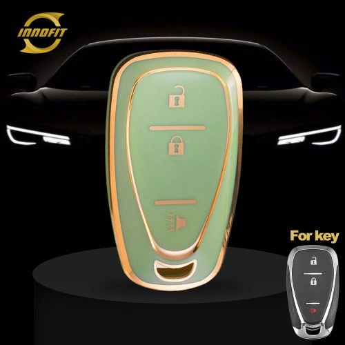 CEA1T1-Green-Gold Plating- Car Key Cover For Chevrolet Holden