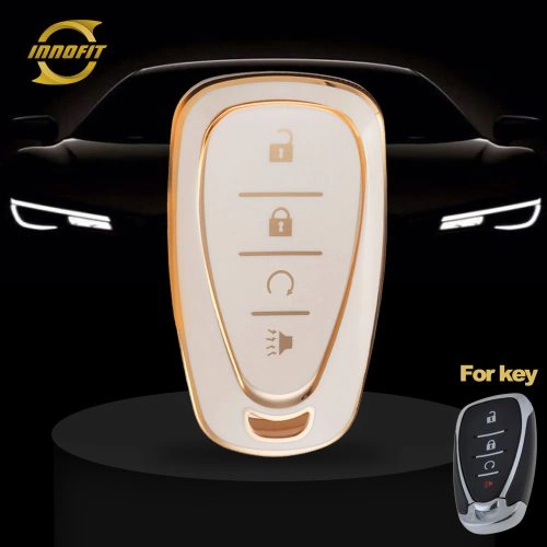 CEA5T1-White-Gold Plating- Car Key Cover For Chevrolet Holden