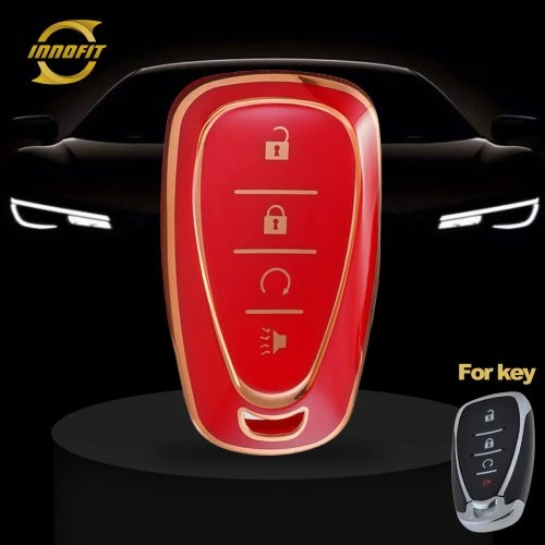 CEA5T1-Red-Gold Plating- Car Key Cover For Chevrolet Holden
