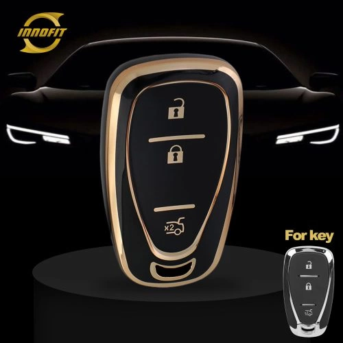 CEA6T1-Black-Gold Plating- Car Key Cover For Chevrolet Holden