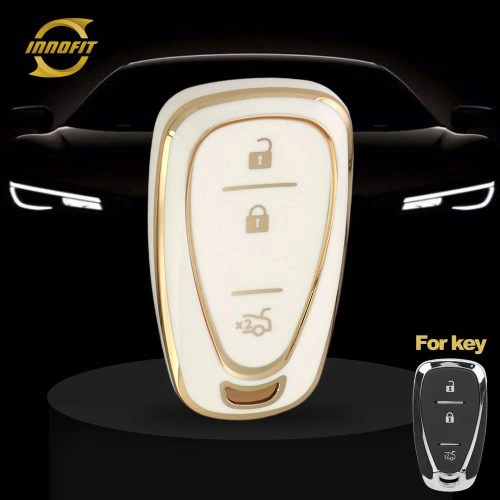 CEA6T1-White-Gold Plating- Car Key Cover For Chevrolet Holden