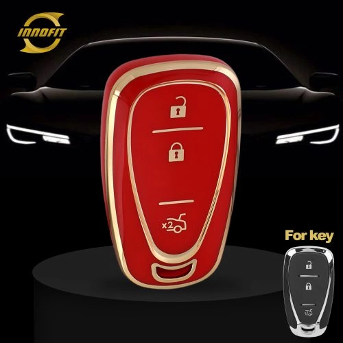 CEA6T1-Red-Gold Plating- Car Key Cover For Chevrolet Holden
