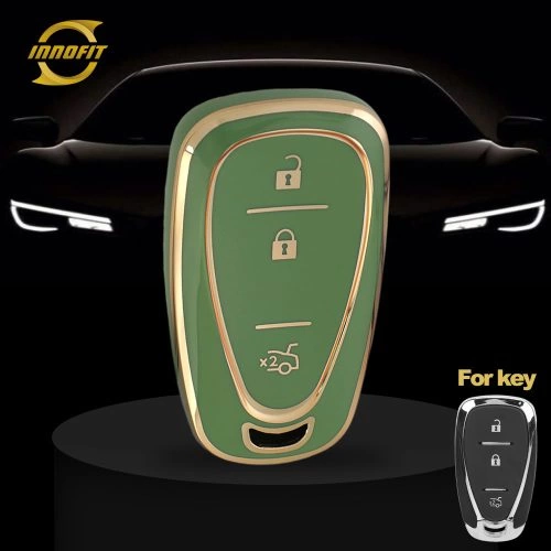 CEA6T1-Green-Gold Plating- Car Key Cover For Chevrolet Holden