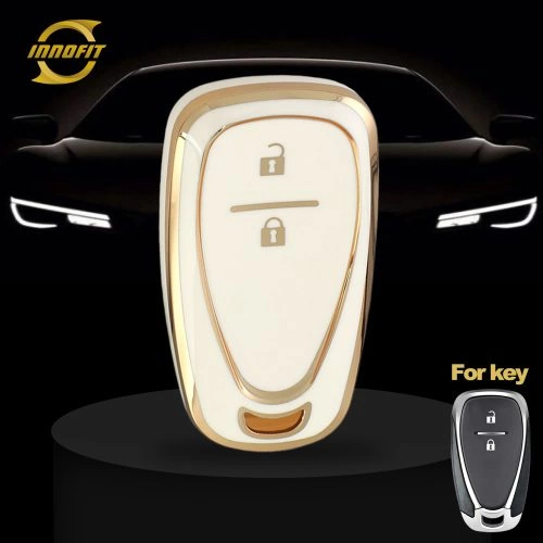 CEA7T1-White-Gold Plating- Car Key Cover For Chevrolet Holden