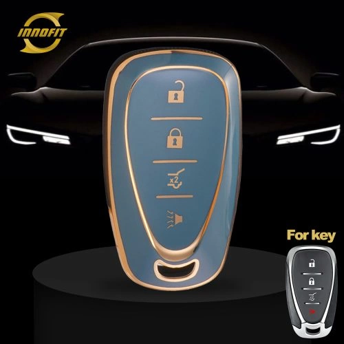 CEA8T1-Granny Grey-Gold Plating- Car Key Cover For Chevrolet Holden