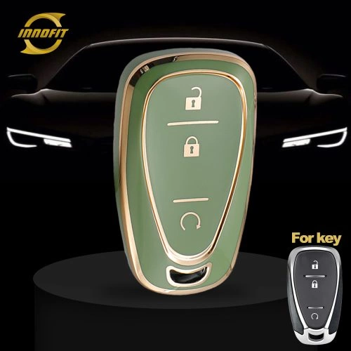 CEA9T1-Green-Gold Plating- Car Key Cover For Chevrolet Opel Holden