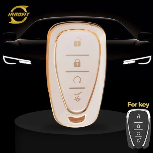 CEA12T1-White-Gold Plating- Car Key Cover For Chevrolet Holden