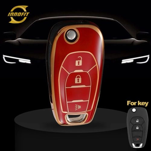 CEE2T1-Red-Gold Plating- Car Key Cover For Chevrolet