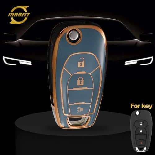 CEE2T1-Granny Grey-Gold Plating- Car Key Cover For Chevrolet