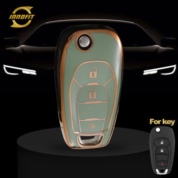CEE2T1-Green-Gold Plating- Car Key Cover For Chevrolet