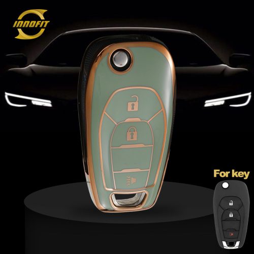 CEE2T1-Green-Gold Plating- Car Key Cover For Chevrolet