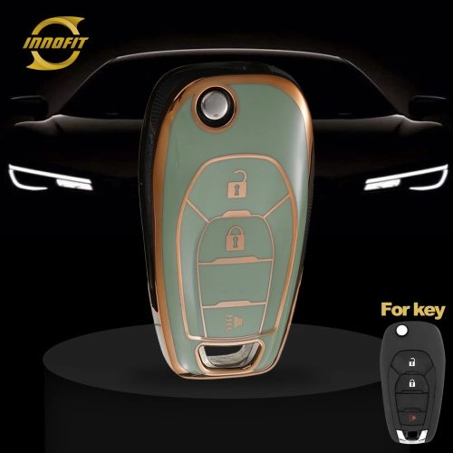 CEE2T1-Green-Gold Plating- Car Key Cover For Chevrolet