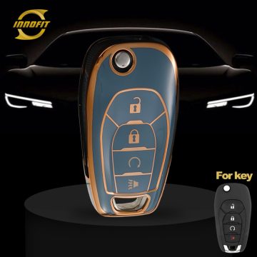 CEE3T1-Granny Grey-Gold Plating- Car Key Cover For Chevrolet