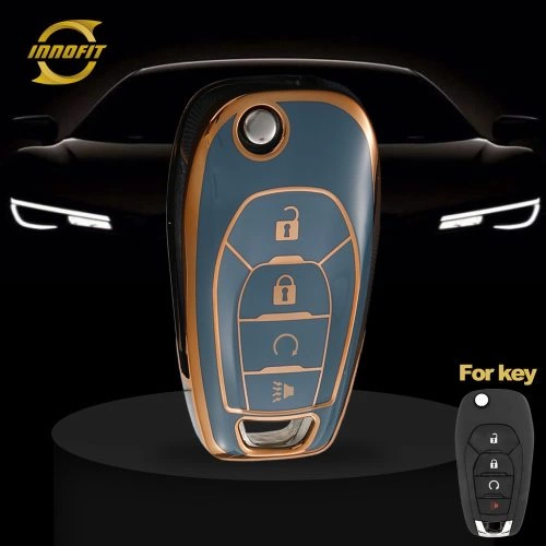 CEE3T1-Granny Grey-Gold Plating- Car Key Cover For Chevrolet