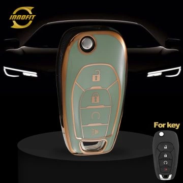 CEE3T1-Green-Gold Plating- Car Key Cover For Chevrolet