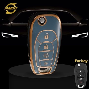 CEE4T1-Granny Grey-Gold Plating- Car Key Cover For Chevrolet