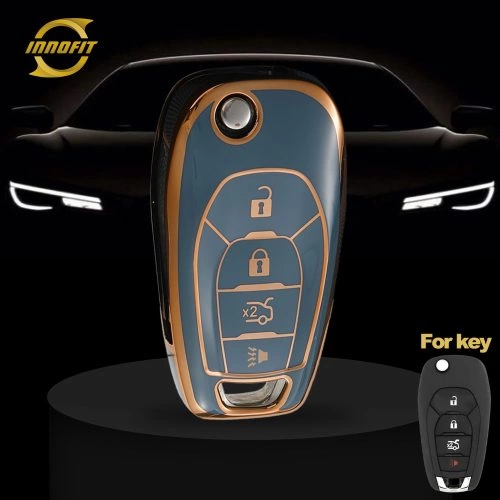 CEE4T1-Granny Grey-Gold Plating- Car Key Cover For Chevrolet