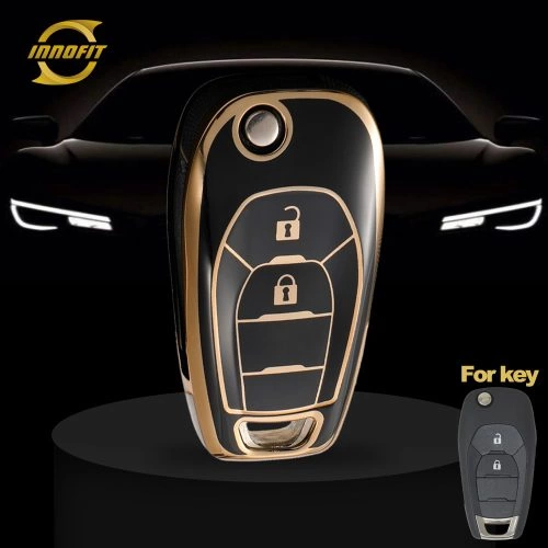 CEE5T1-Black-Gold Plating- Car Key Cover For Chevrolet