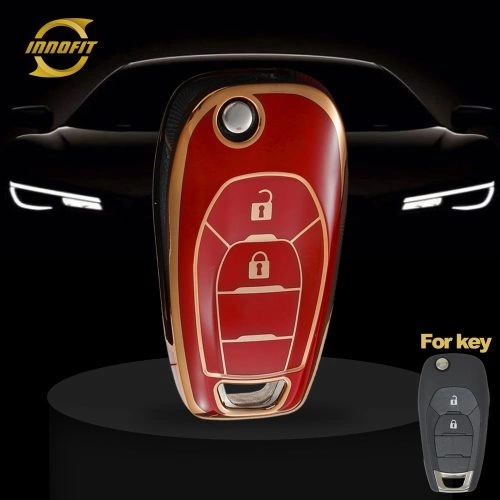 CEE5T1-Red-Gold Plating- Car Key Cover For Chevrolet