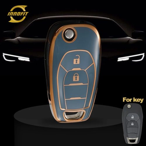 CEE5T1-Granny Grey-Gold Plating- Car Key Cover For Chevrolet