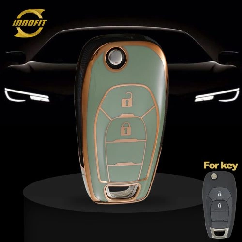 CEE5T1-Green-Gold Plating- Car Key Cover For Chevrolet