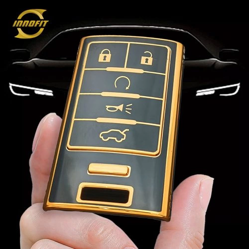 CEM1T1-Black-Gold Plating- Car Key Cover For Chevrolet Cadillac