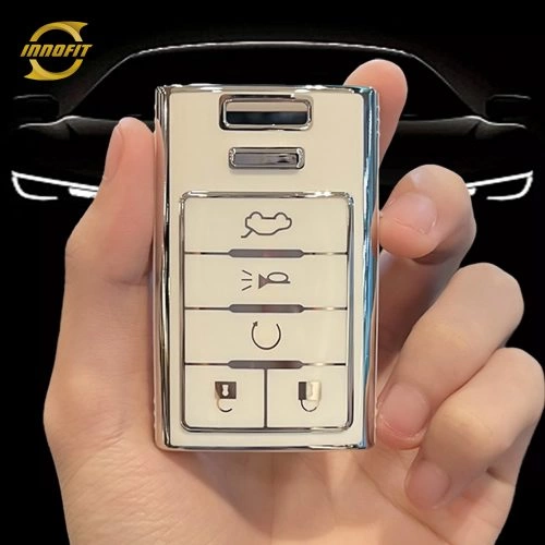 CEM1T1-White-Silver Plating- Car Key Cover For Chevrolet Cadillac