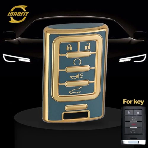 CEM9T1-Granny Grey-Gold Plating- Car Key Cover For Chevrolet Cadillac