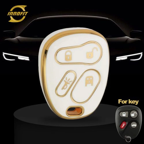 CEO2T1-White-Gold Plating- Car Key Cover For Chevrolet GMC
