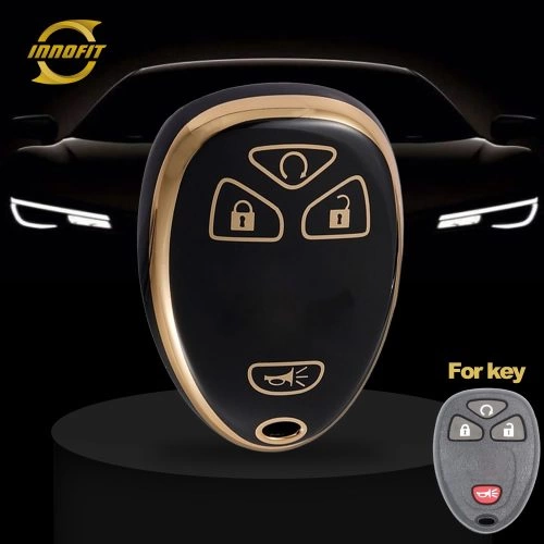 CEP5T1-Black-Gold Plating- Car Key Cover For Chevrolet Cadillac GMC