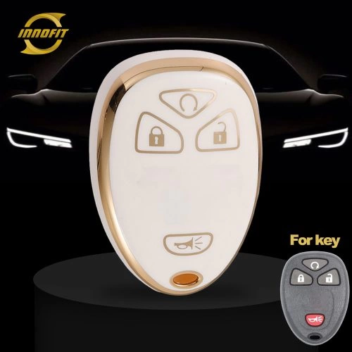CEP5T1-White-Gold Plating- Car Key Cover For Chevrolet Cadillac GMC