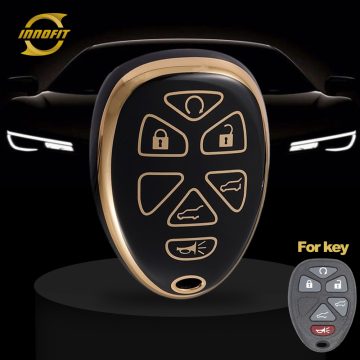 CEP6T1-Black-Gold Plating- Car Key Cover For Chevrolet Cadillac GMC