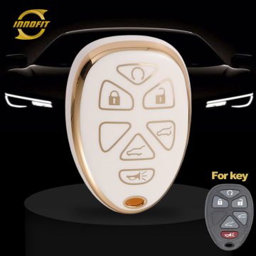 CEP6T1-White-Gold Plating- Car Key Cover For Chevrolet Cadillac GMC
