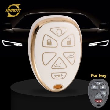 CEP6T1-White-Gold Plating- Car Key Cover For Chevrolet Cadillac GMC
