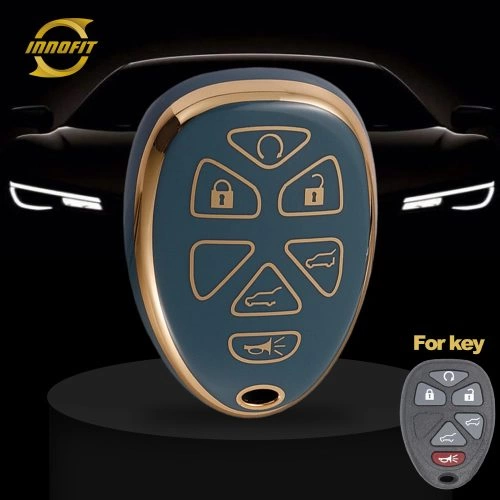 CEP6T1-Granny Grey-Gold Plating- Car Key Cover For Chevrolet Cadillac GMC