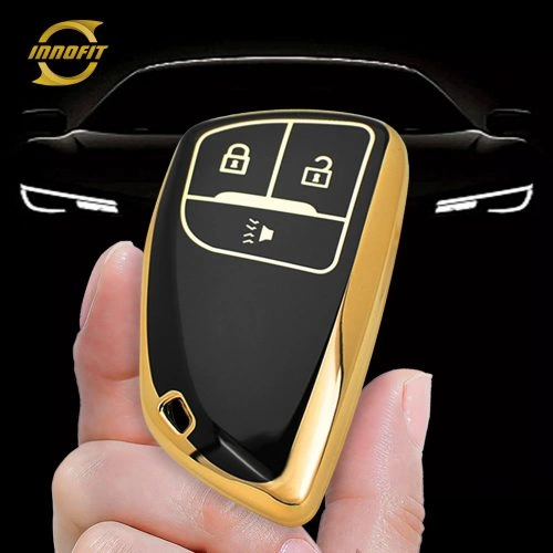 CEV1T1-Preto-Dourado- Capa para chave de carro para Chevrolet Buick GMC